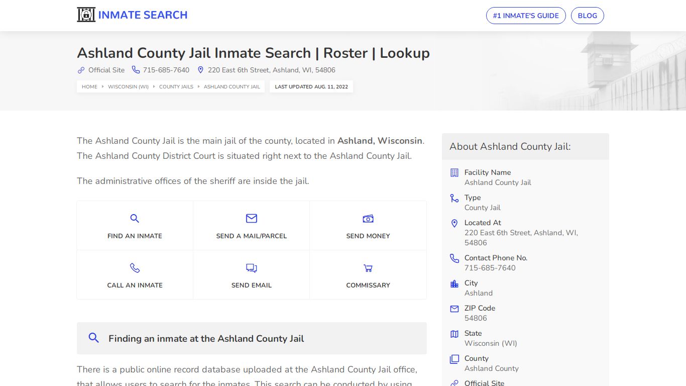 Ashland County Jail Inmate Search | Roster | Lookup